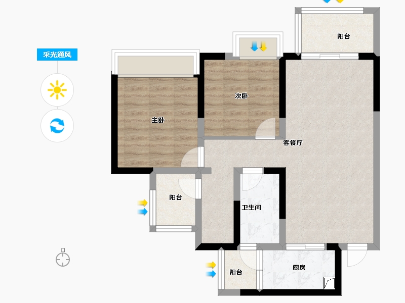 四川省-成都市-融创春风十里-72.67-户型库-采光通风