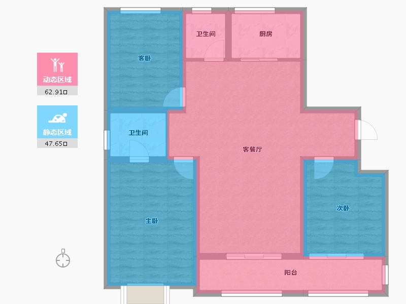 甘肃省-平凉市-崇信县芮溪文园B区住宅小区-99.48-户型库-动静分区