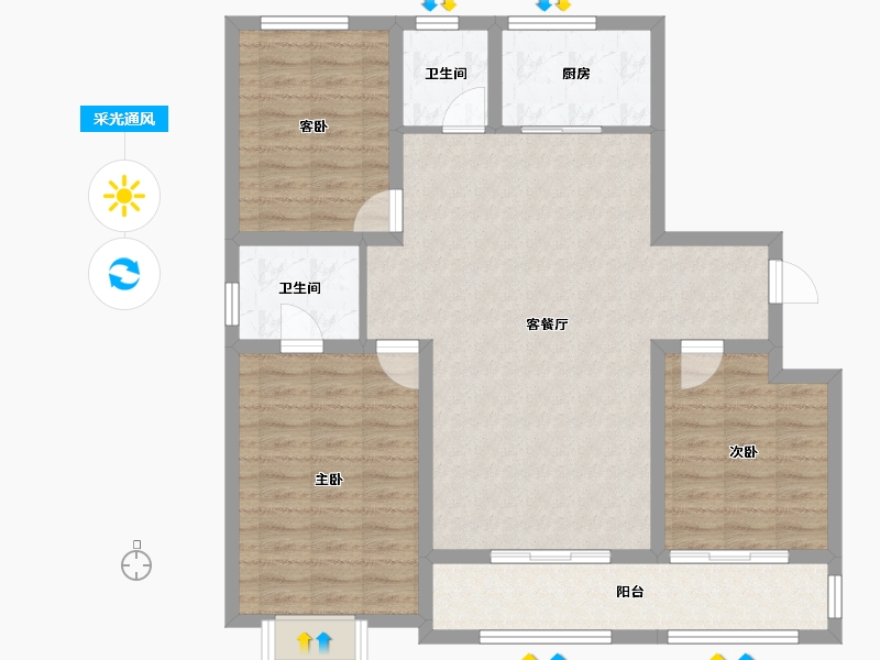 甘肃省-平凉市-崇信县芮溪文园B区住宅小区-99.48-户型库-采光通风