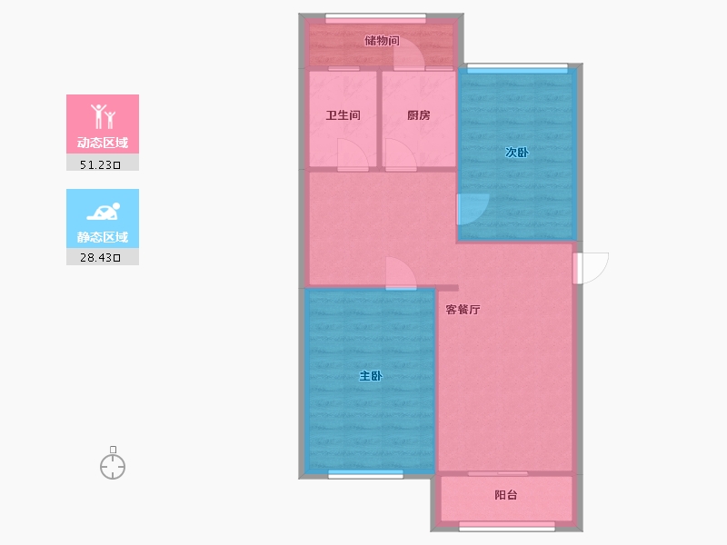 内蒙古自治区-包头市-佳园小区-72.20-户型库-动静分区