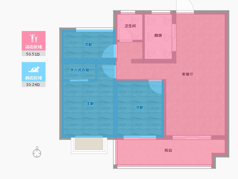 甘肃省-天水市-秦安令牌·玖号院-71.69-户型库-动静分区