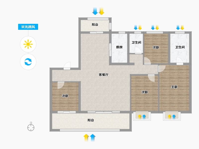 河南省-洛阳市-碧桂园玖玺台-138.98-户型库-采光通风