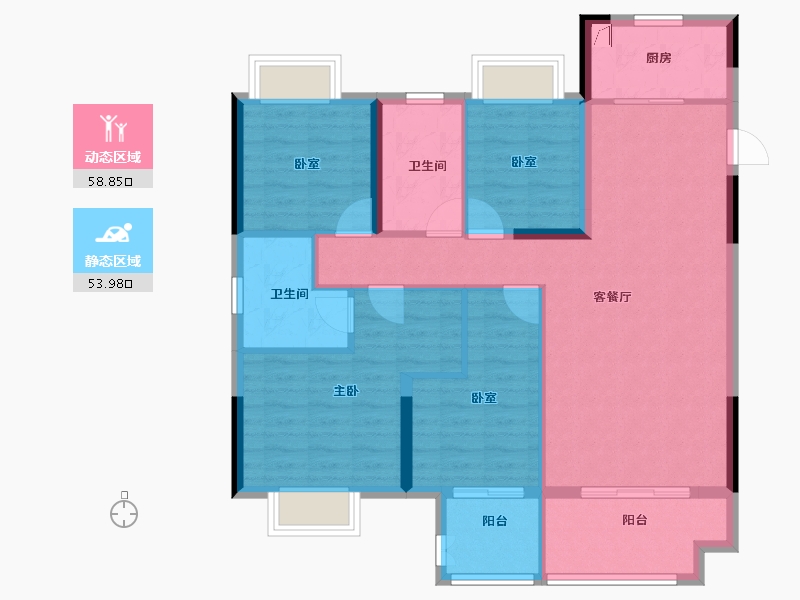 湖北省-襄阳市-中梁紫悦首府-101.58-户型库-动静分区