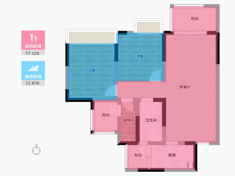 四川省-成都市-融创春风十里-69.85-户型库-动静分区