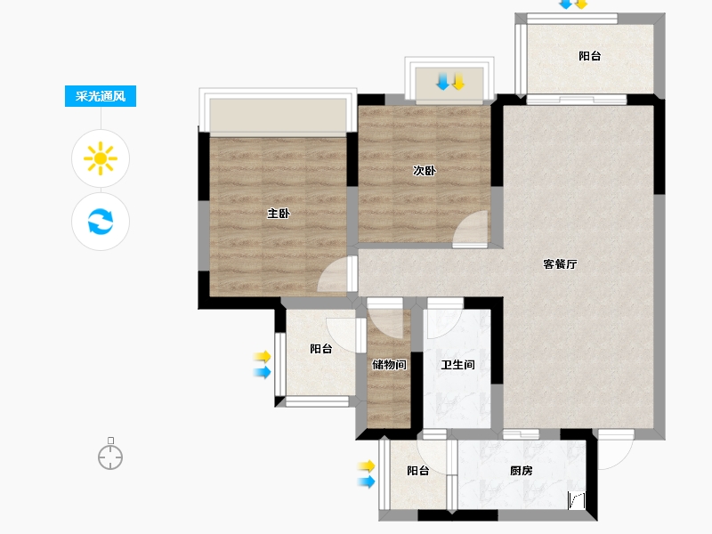 四川省-成都市-融创春风十里-69.85-户型库-采光通风