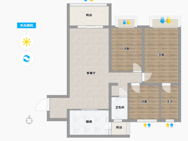 四川省-成都市-天府西苑-93.57-户型库-采光通风