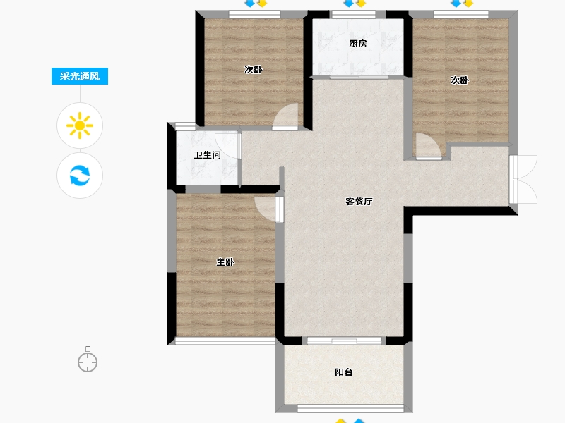 河南省-洛阳市-云星钱隆誉景-84.00-户型库-采光通风