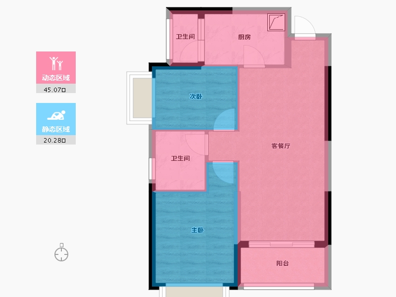 四川省-成都市-恒大御景-57.95-户型库-动静分区