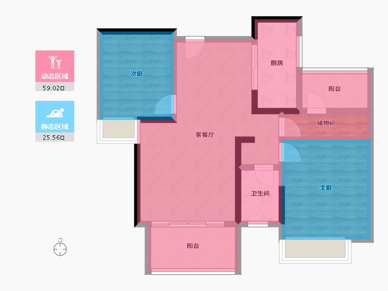 湖南省-湘潭市-天元海棠印象-74.40-户型库-动静分区