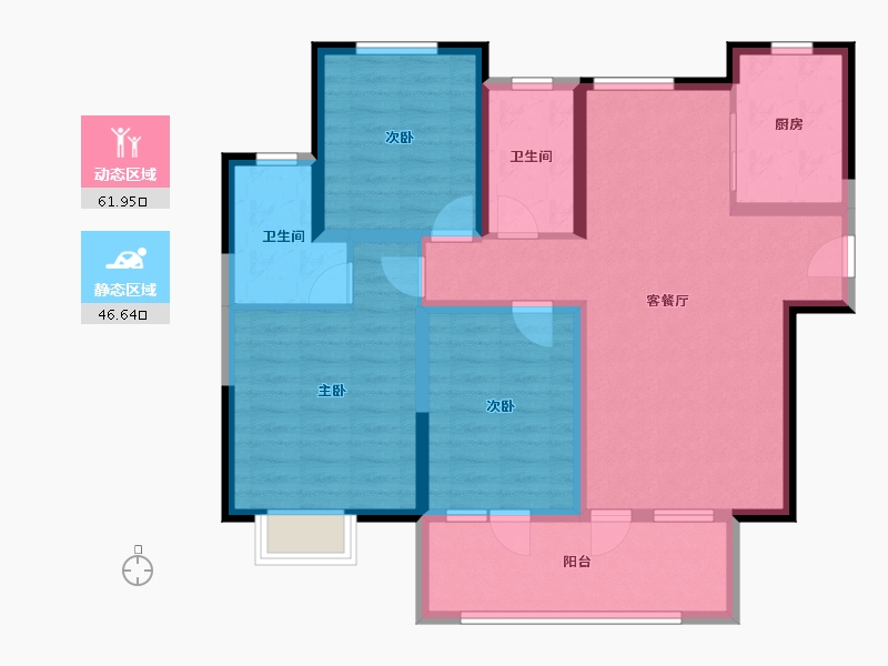 河南省-洛阳市-华耀城佳兆业凤鸣水岸-96.43-户型库-动静分区