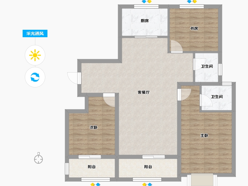 甘肃省-平凉市-崇信县芮溪文园B区住宅小区-93.00-户型库-采光通风