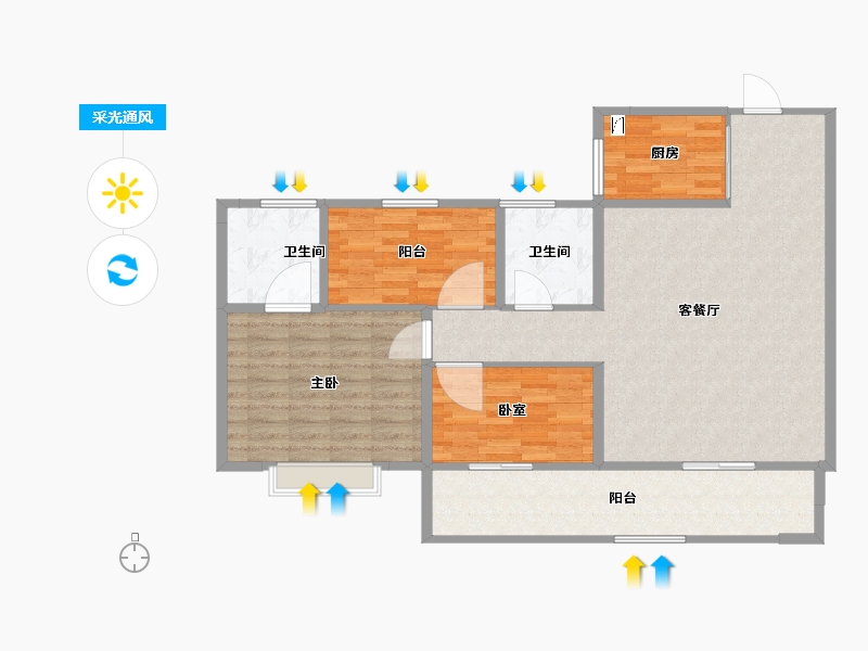 湖南省-湘潭市-​碧桂园大学印象-104.24-户型库-采光通风