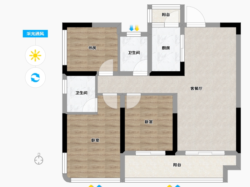 四川省-宜宾市-树高麓院-73.19-户型库-采光通风