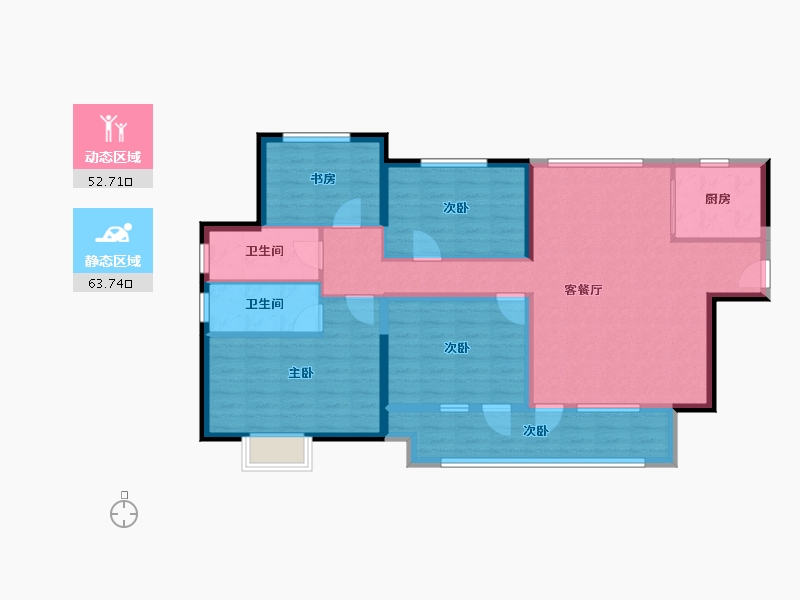 河南省-洛阳市-华耀城佳兆业凤鸣水岸-103.83-户型库-动静分区