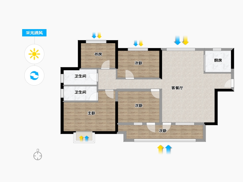 河南省-洛阳市-华耀城佳兆业凤鸣水岸-103.83-户型库-采光通风