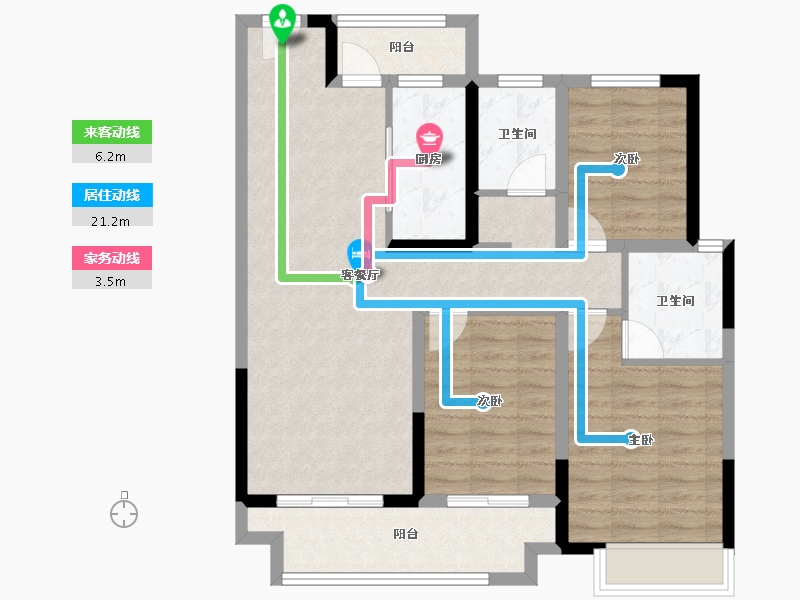 河南省-南阳市-建业大城小院-88.95-户型库-动静线