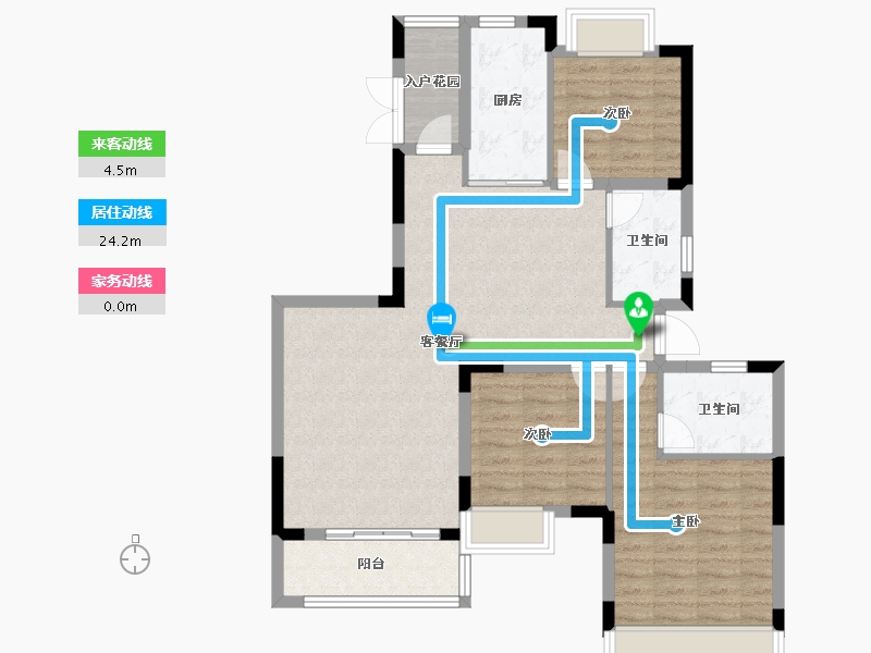 重庆-重庆市-南川恒大滨河左岸-95.05-户型库-动静线