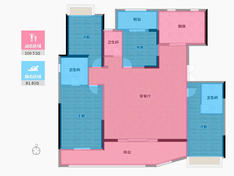 云南省-昆明市-华夏四季-165.56-户型库-动静分区