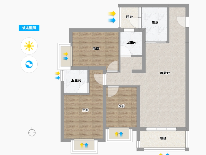 云南省-昆明市-佳兆业城市广场-72.24-户型库-采光通风