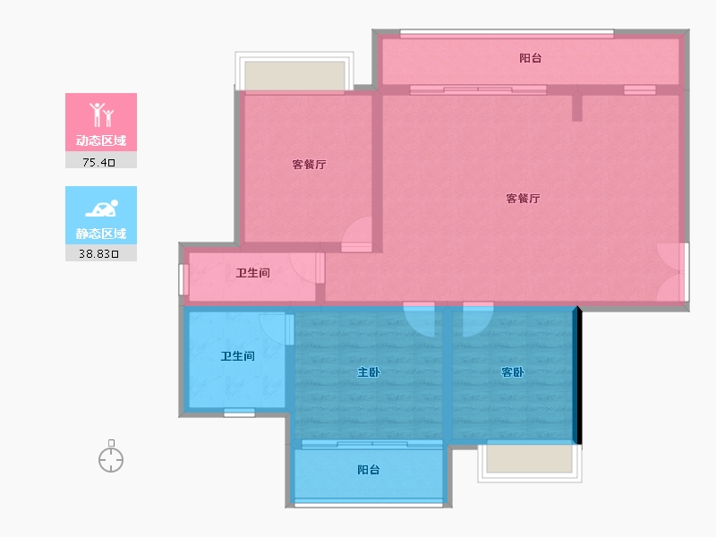 海南省-三亚市-鲁能三亚湾-102.76-户型库-动静分区