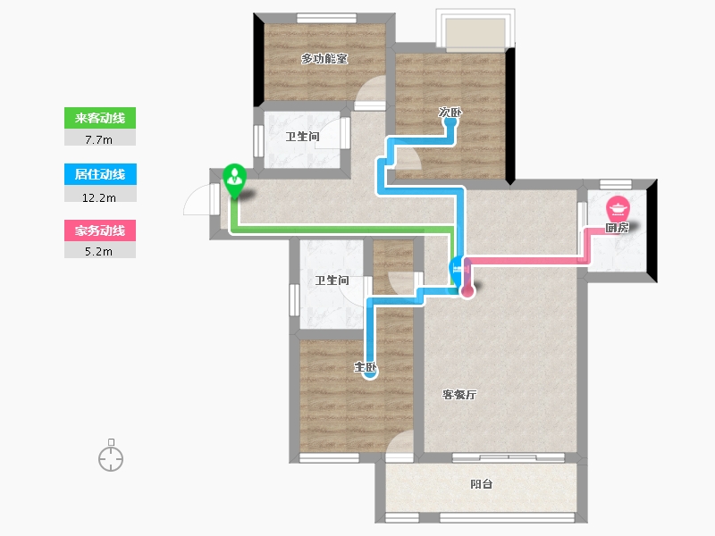 海南省-三亚市-鲁能三亚湾-76.79-户型库-动静线