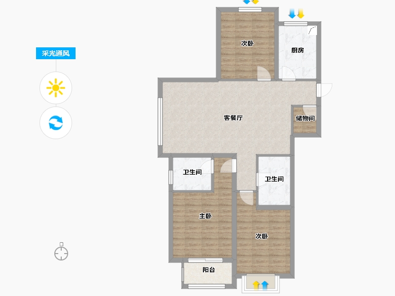 山西省-太原市-融创中心-100.00-户型库-采光通风