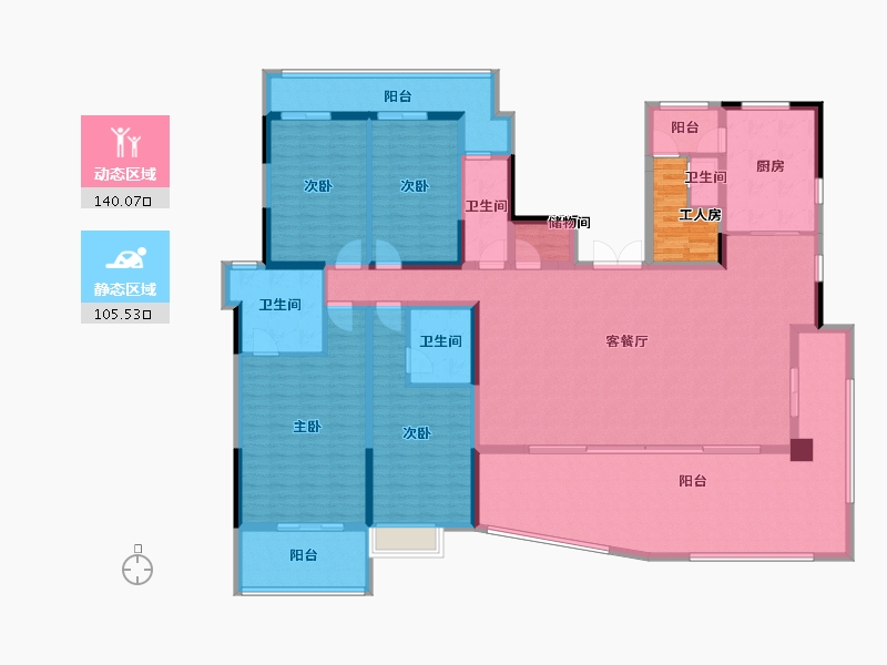 云南省-昆明市-华夏四季-228.80-户型库-动静分区