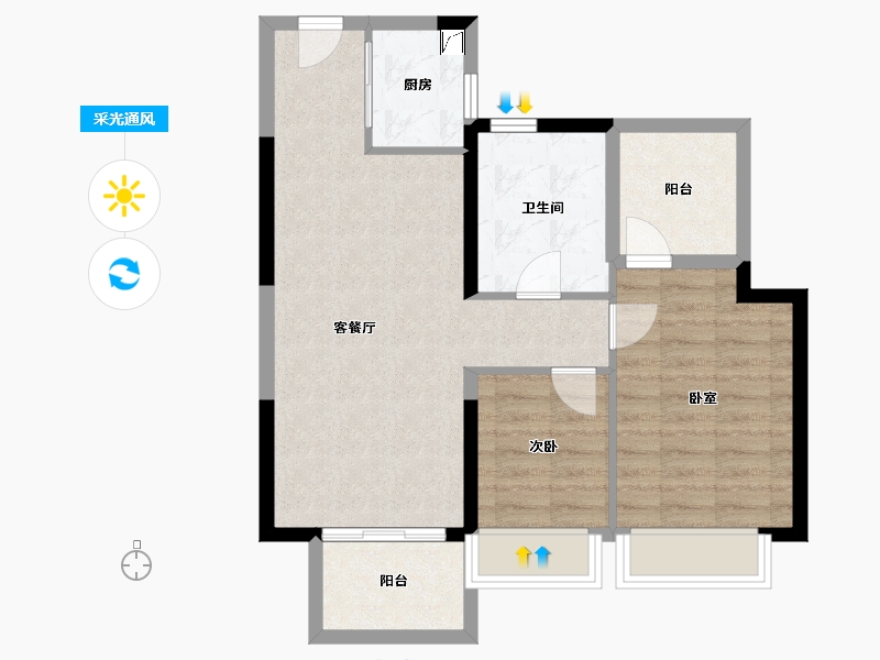 广东省-惠州市-惠阳雅居乐花园-67.87-户型库-采光通风