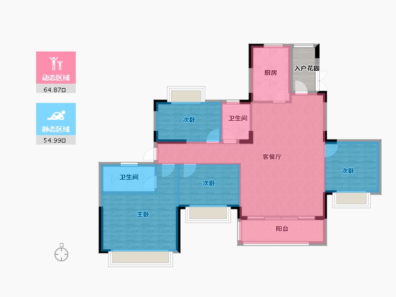 重庆-重庆市-南川恒大滨河左岸-112.93-户型库-动静分区