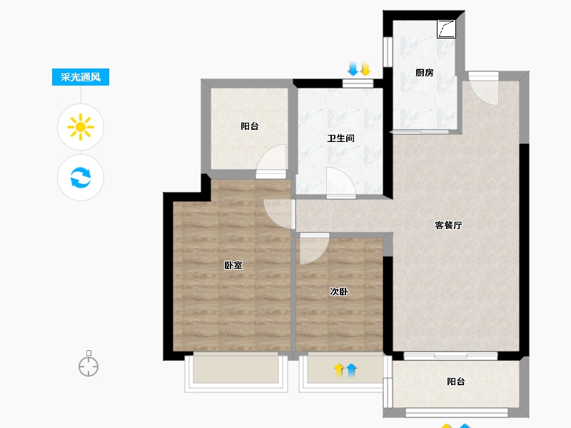 广东省-惠州市-惠阳雅居乐花园-65.52-户型库-采光通风