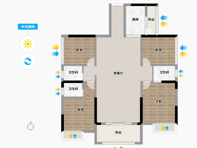 广东省-惠州市-博景湾-120.12-户型库-采光通风