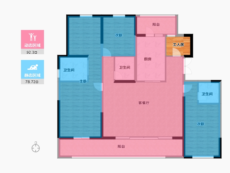 云南省-昆明市-华夏四季-159.20-户型库-动静分区