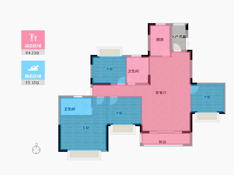 重庆-重庆市-南川恒大滨河左岸-111.95-户型库-动静分区