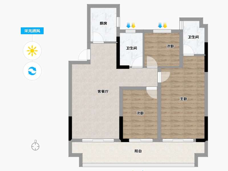 河南省-南阳市-淯龙府-87.96-户型库-采光通风