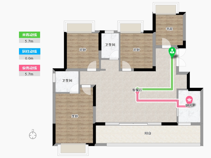 重庆-重庆市-新天泽樾麓台-106.34-户型库-动静线