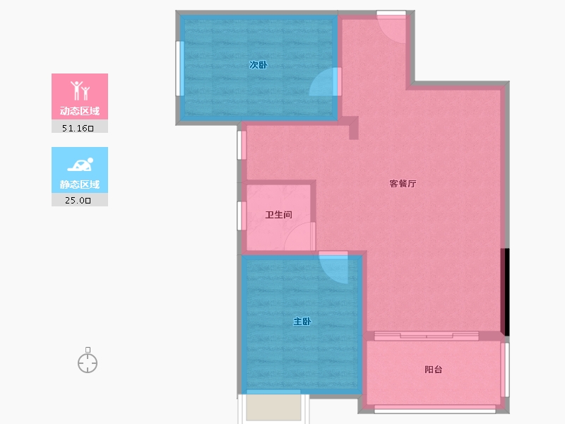 海南省-三亚市-鲁能三亚湾-68.44-户型库-动静分区