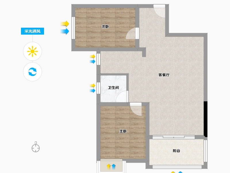 海南省-三亚市-鲁能三亚湾-68.44-户型库-采光通风