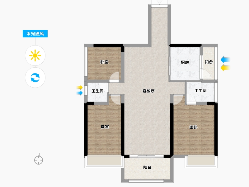 广东省-惠州市-博景湾-96.89-户型库-采光通风