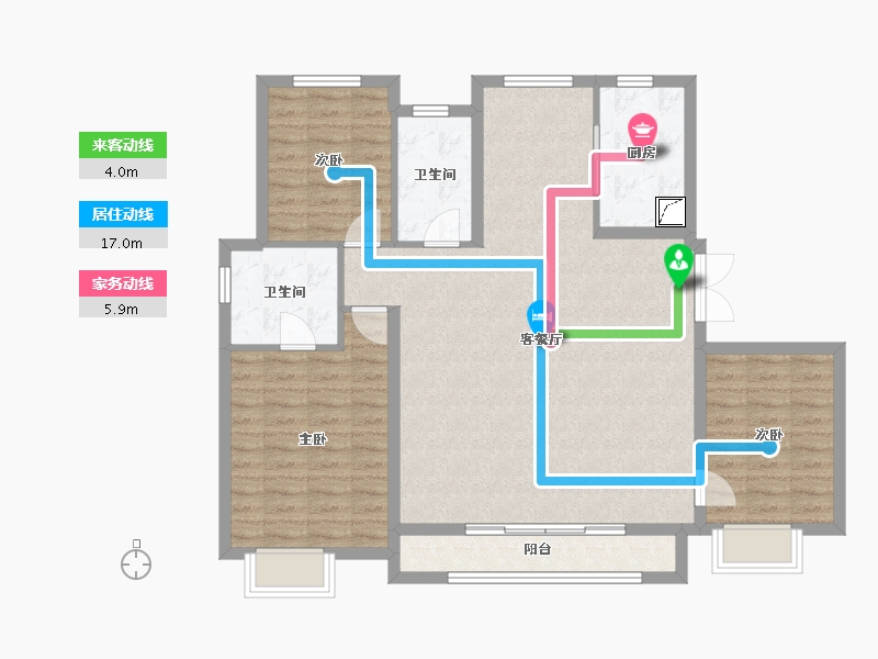 陕西省-咸阳市-南飞鸿·云境·澜湾-106.52-户型库-动静线