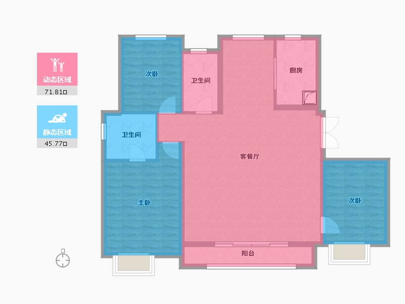 陕西省-咸阳市-南飞鸿·云境·澜湾-106.52-户型库-动静分区