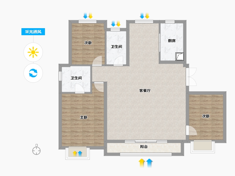 陕西省-咸阳市-南飞鸿·云境·澜湾-106.52-户型库-采光通风