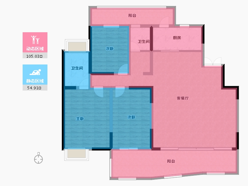 云南省-昆明市-华夏四季-144.57-户型库-动静分区