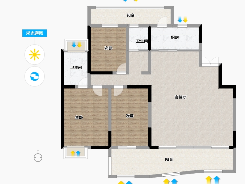 云南省-昆明市-华夏四季-144.57-户型库-采光通风