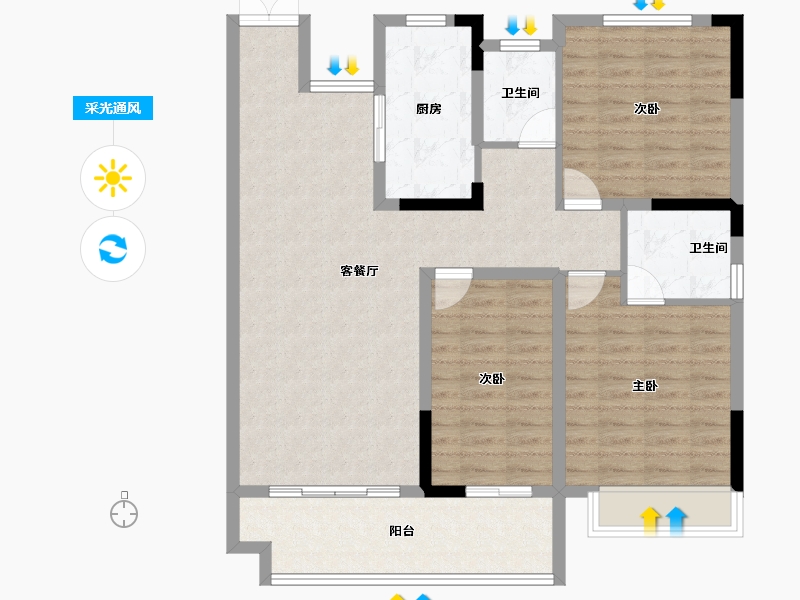 河南省-南阳市-淯龙府-103.98-户型库-采光通风