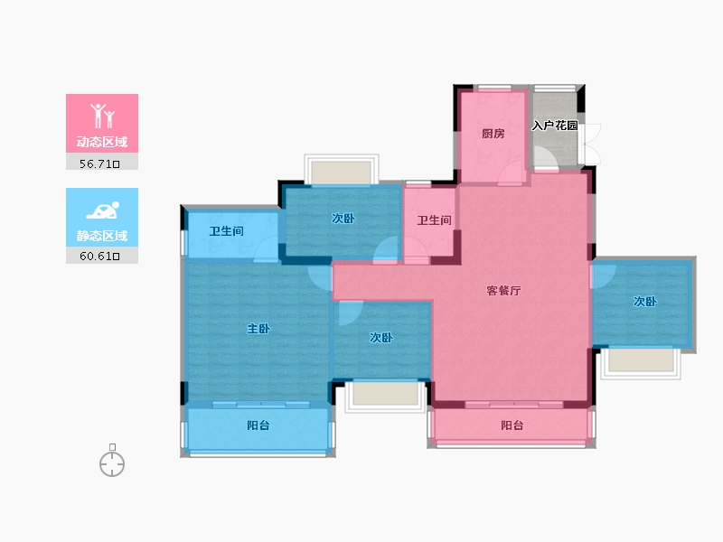 重庆-重庆市-南川恒大滨河左岸-109.85-户型库-动静分区