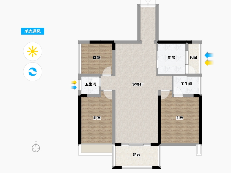 广东省-惠州市-博景湾-96.93-户型库-采光通风