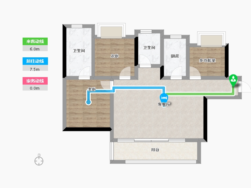 海南省-三亚市-鲁能三亚湾-75.51-户型库-动静线