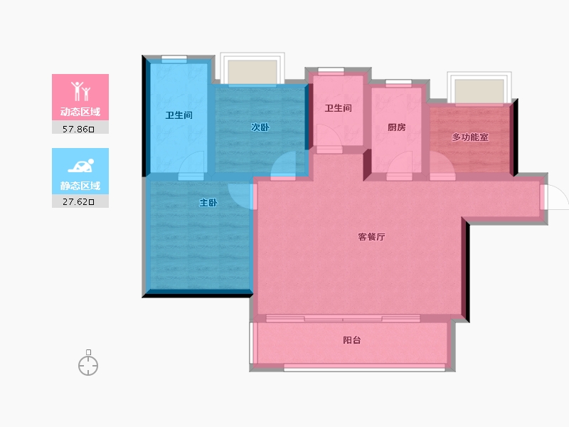 海南省-三亚市-鲁能三亚湾-75.51-户型库-动静分区