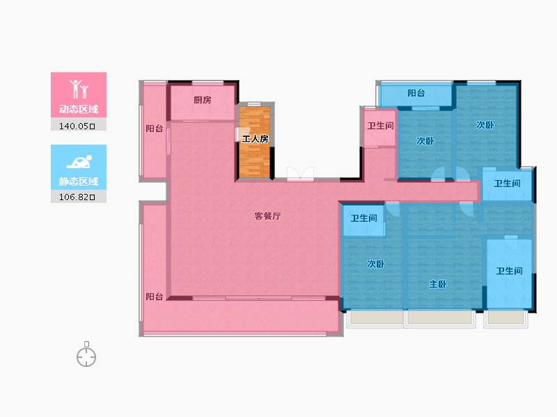 云南省-昆明市-华夏四季-229.60-户型库-动静分区