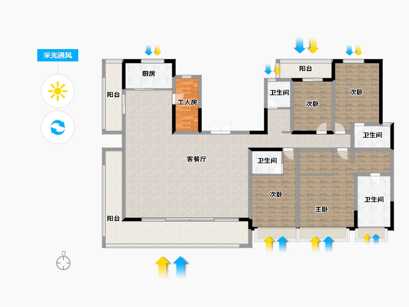 云南省-昆明市-华夏四季-229.60-户型库-采光通风